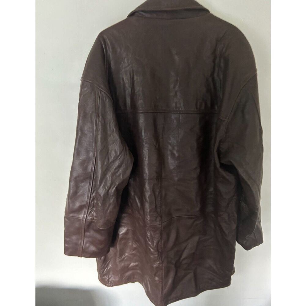 Rochester Big And tall Coat Leather Vintage Car Coat Brown xl Tall - Picture 5 of 5